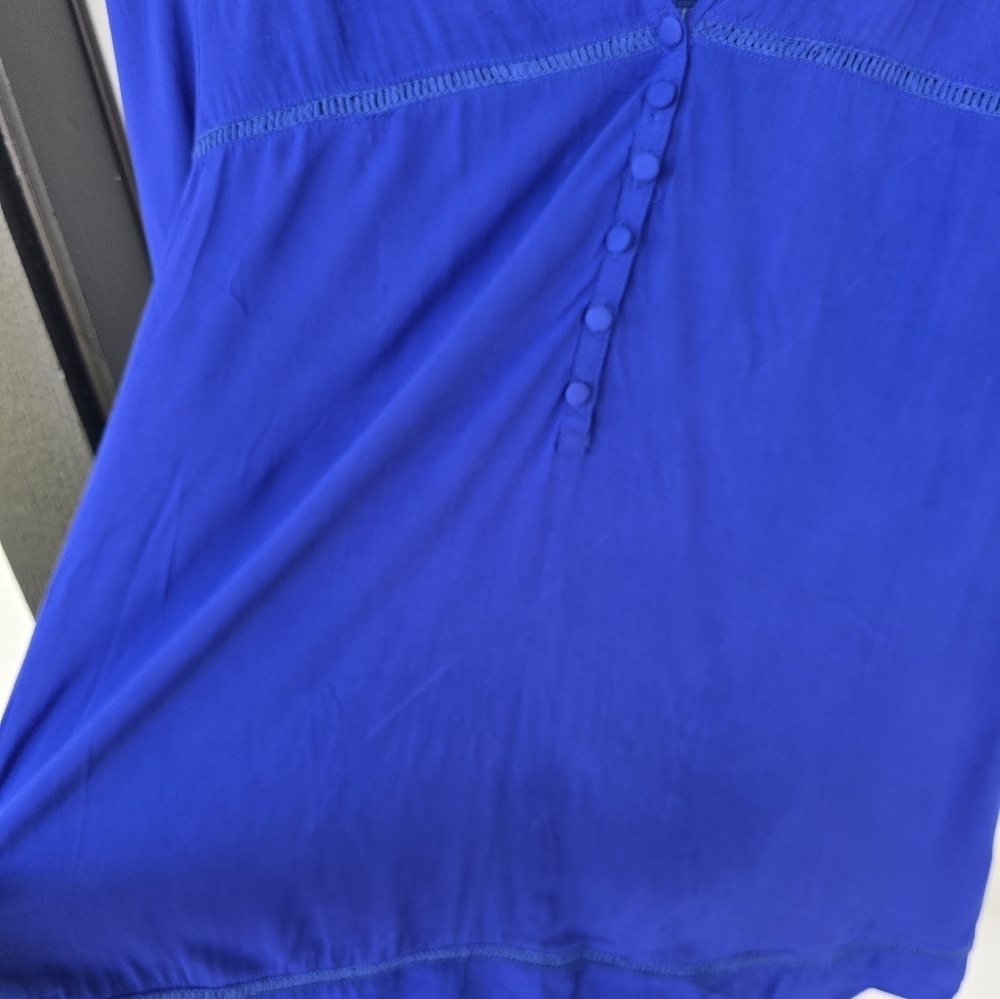 Solitaire Eyelet Tunic Lace Top 1X Plus Blue Women's 3/4 Sleeve - Picture 10 of 16